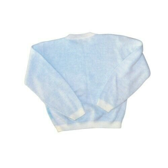 1980s Vintage Blocky Scottish Terrier Purple Teal White Sweater Top - Picture 2 of 6